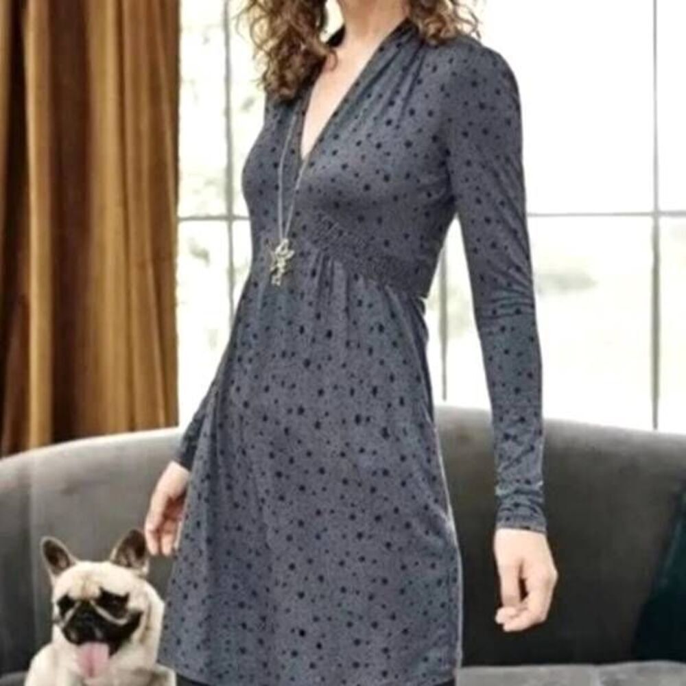 Boden Betty Jersey Tunic Dress Blue Star Print Long Sleeve size 6R